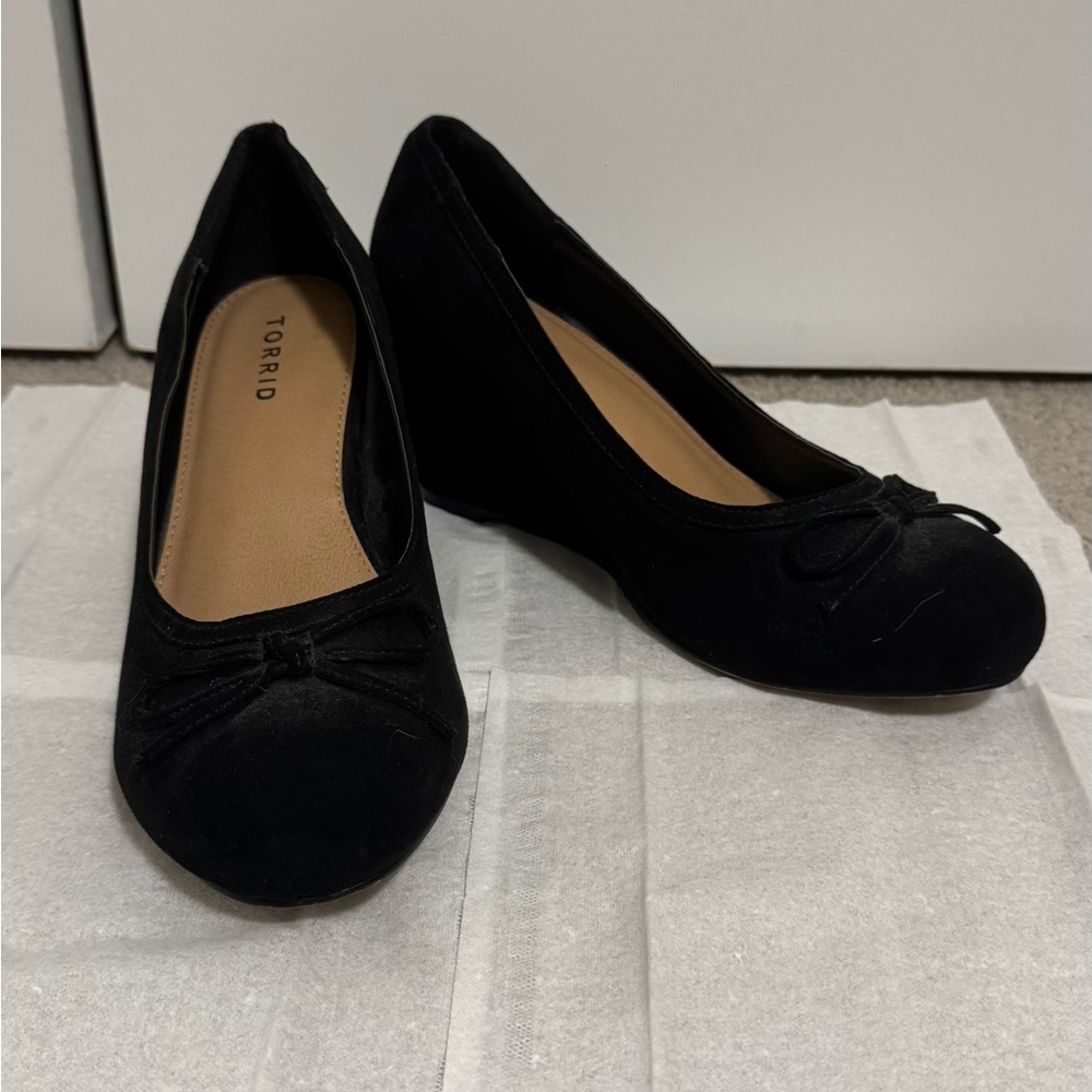 Torrid black mini wedge ballet heels